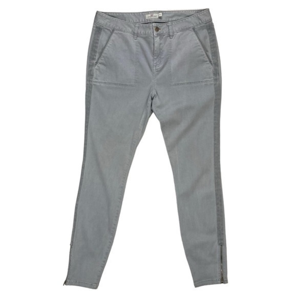 Vineyard Vines Pants Womens Size 10 Grey  Blue Stretch Zipper Hem Moto High Rise - Picture 1 of 11